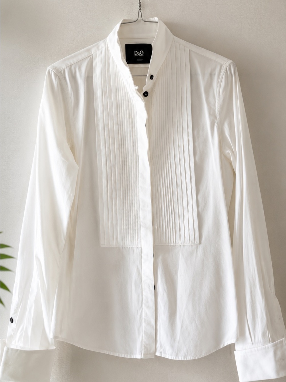 Rare Vintage 2002 D&G Dolce & Gabbana White Pleated Tuxedo Shirt Size It 42
